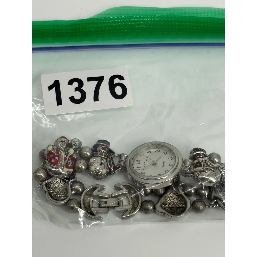 Kim Rogers Christmas Charm Bracelet Watch Santa Snowman Kitsch Holiday Y2K 25680